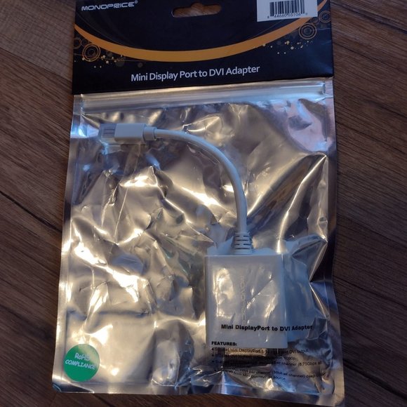 NEW Monoprice Mini DisplayPort/Thunderbolt to DVI Adapter Computer Wire WHITE - Picture 1 of 5